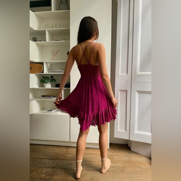 FREE PEOPLE FP Movement Women's Adella Slip Mini Dress in Rose Hypnotic Sz XS - Picture 2 of 9